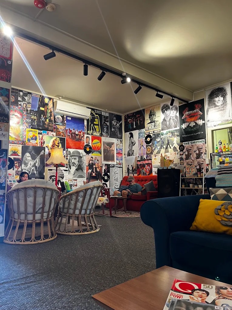 Cane chairs and couches in the listening lounge